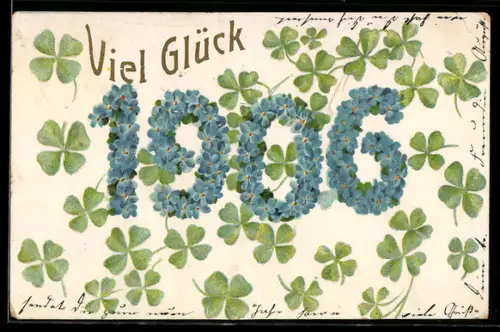 AK Jahreszahl 1906 aus Vergissmeinnicht und mit Kleeblättern