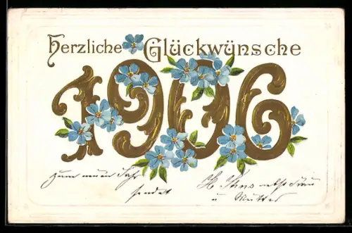 AK Jahreszahl 1906 mit Vergissmeinnicht