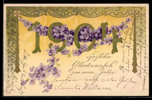 AK Blumen schmücken die Jahreszahl 1904, Glückwunsch zum neuen Jahre!