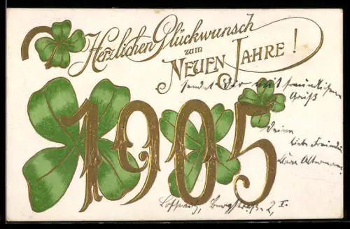 AK Jahreszahl 1905 mit Kleeblättern