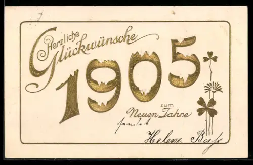 AK Jahreszahl 1905 mit Kleeblättern
