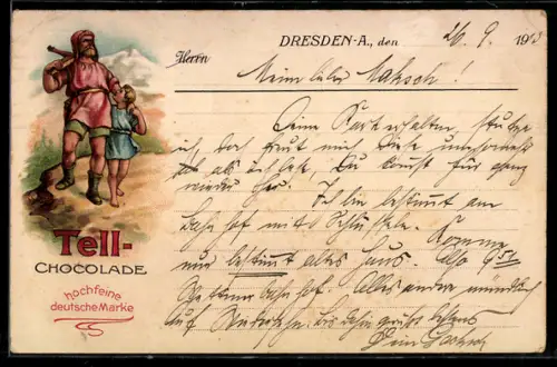 AK Tell-Chocolade, Wilhelm Tell und sein Sohn, Kakao