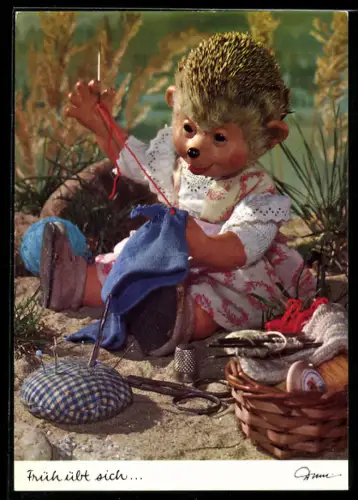 AK Meckis Tochter bei einer Handarbeit