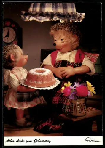 AK Igel Mecki's Tochter schenkt ihrer Mutter einen Napfkuchen