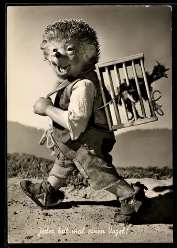 AK Mecki unterwegs als Vogelhändler