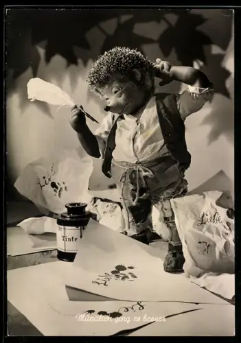 AK Mündlich ging es besser ! - Mecki beim Versuch einen Brief zu schreiben