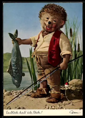 AK Endlich hab` ich Dich!, Mecki hat einen grossen Fisch geangelt