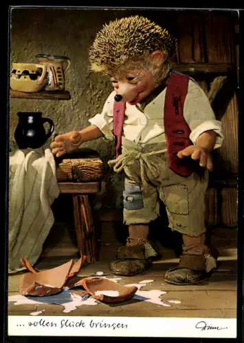 AK Igel Mecki hat einen Krug Milch zerbrochen