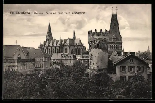 AK Friedberg i. Hessen, Roter Turm, Stadtkirche