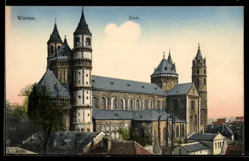 AK Worms, Dom aus der Vogelschau