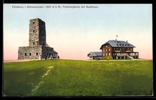 AK Feldberg /Schwarzwald, Feldbergturm, Gasthaus