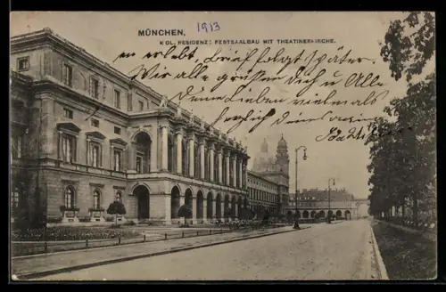 AK München, Residenz, Festsaalbau m. Theatinerkirche