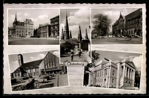 AK Oldenburg, Rathaus, St. Lamberti-Kirche, Staatstheater
