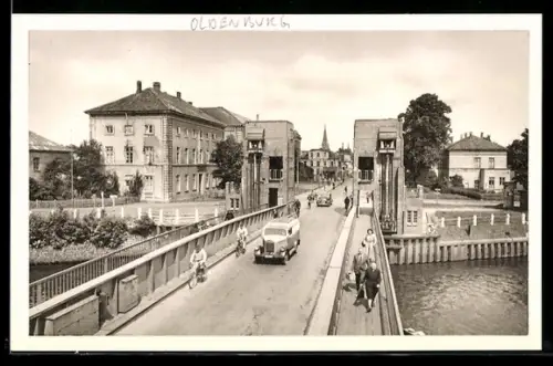AK Oldenburg /Oldb., Cäcilienbrücke aus der Vogelschau