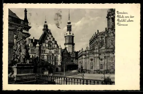 AK Dresden, Blick von der Brühlschen Terrasse