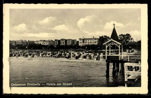AK Zinnowitz, Hotels am Strand, Seebrücken-Turm