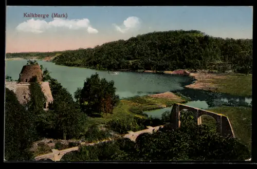 AK Kalkberge /Mark, Flusslandschaft mit Ruinen