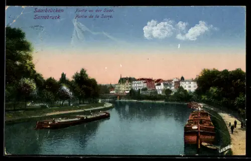 AK Saarbrücken, Partie an der Saar, Frachter