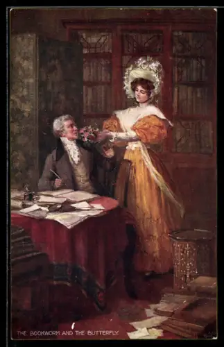 Künstler-AK Raphael Tuck & Sons Nr. 2851: The Bookworm and The Butterfly, Paar