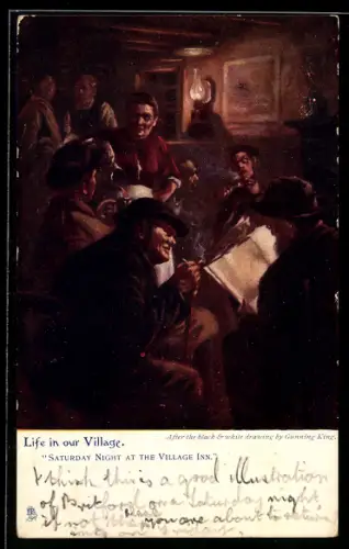Künstler-AK Raphael Tuck & Sons Nr. 1393: Männer am Samstagabend im Gasthaus Village Inn