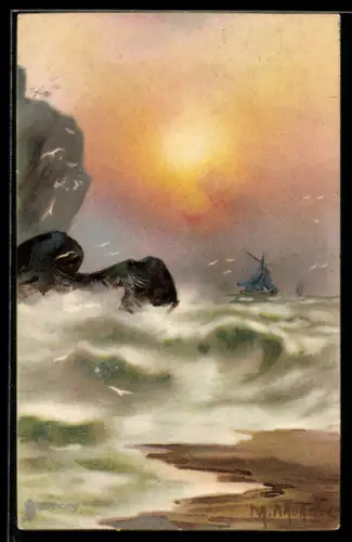 Künstler-AK Raphael Tuck & Sons Nr. 2570: Segelschiff auf See