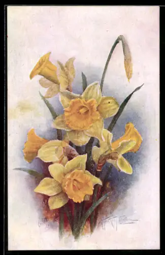 Künstler-AK Raphael Tuck & Sons Nr. 3143: Gelbe Glockenblumen