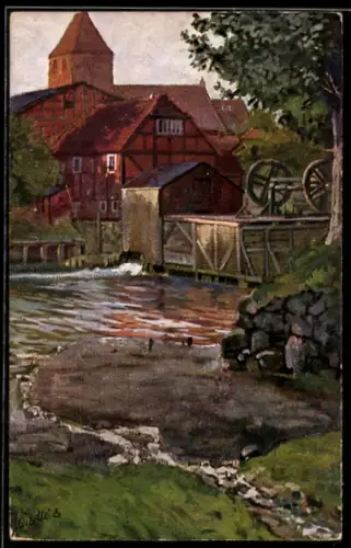 Künstler-AK Raphael Tuck & Sons Nr. 589B: Landschaft mit Kirche