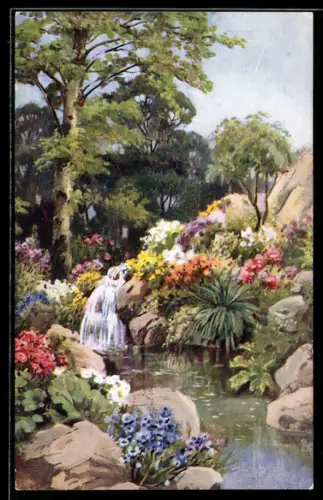 Künstler-AK Raphael Tuck & Sons Nr. 5301: Wasserfall im Park