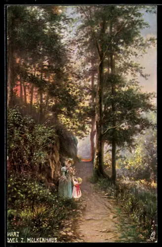 Künstler-AK Raphael Tuck & Sons Nr. 206B: Weg zum Molkenhaus im Harz