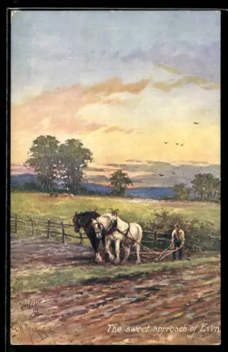 Künstler-AK Raphael Tuck & Sons Nr. 7834: Bauer mit einem Pferdepflug