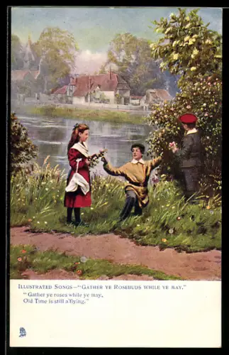 Künstler-AK Raphael Tuck & Sons Nr. 1159: Kinder pflücken Rosen