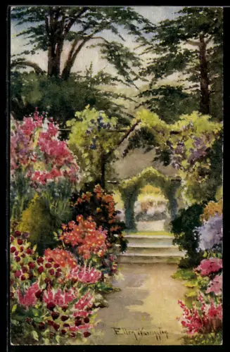 Künstler-AK Raphael Tuck & Sons Nr. 2390: Blumen im Park