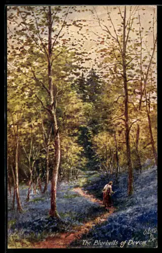 Künstler-AK Raphael Tuck & Sons Nr. 7841: Devon, Frau pflückt Blumen