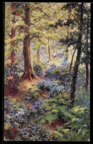 Künstler-AK Raphael Tuck & Sons Nr. 8880: Wald mit blauen Blumen