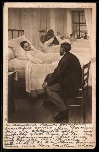 Künstler-AK Raphael Tuck & Sons Nr. 3646: Vater bei Sohn im Krankenhaus