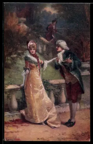 Künstler-AK Raphael Tuck & Sons Nr. 3170: Fräulein mit einem Herrn im Park