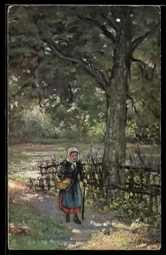 Künstler-AK Raphael Tuck & Sons Nr. 1527: Ältere Dame auf dem Heimweg