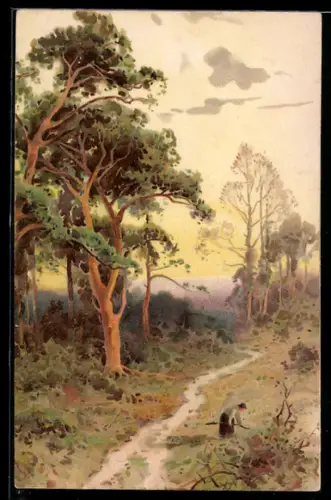 Künstler-AK Raphael Tuck & Sons Nr. 1025: Landschaft mit Bäumen