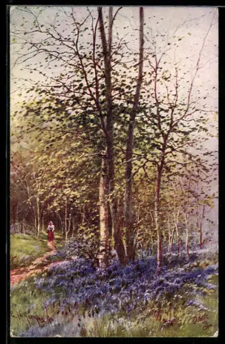 Künstler-AK Raphael Tuck & Sons Nr. 7992: Devon, Junge Frau im Wald