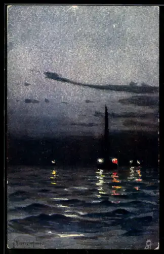 Künstler-AK Raphael Tuck & Sons Nr. 6268: Blick aufs Meer am Abend