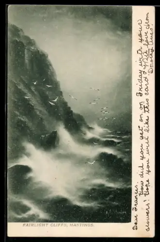 Künstler-AK Raphael Tuck & Sons Nr. 1101: Hastings, Fairlight Cliffs