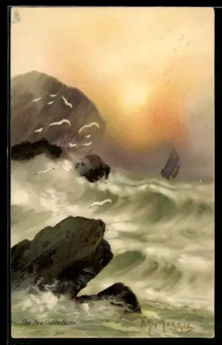 Künstler-AK Raphael Tuck & Sons Nr. 2570: Möwen über dem Meer