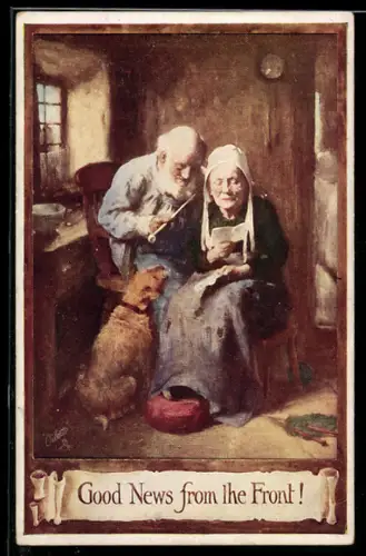 Künstler-AK Raphael Tuck & Sons Nr. 8832: Älteres Paar liest Nachricht