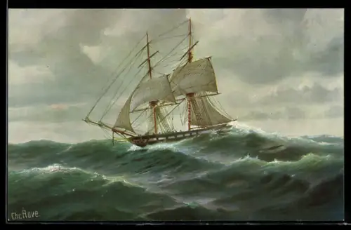 Künstler-AK Christopher Rave: Holl. Kriegsbrigg, 19. Jh.