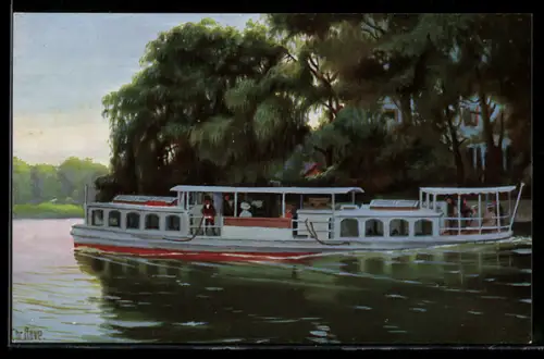 Künstler-AK Christopher Rave: Winterhude, Dampfboot auf der Alster
