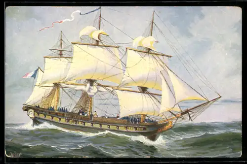 Künstler-AK Christopher Rave: Fregatte Napolens I. Le Muiron um 1799