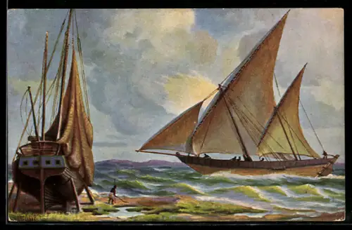 Künstler-AK Chr. Rave: Transportboot aus Kalkutta