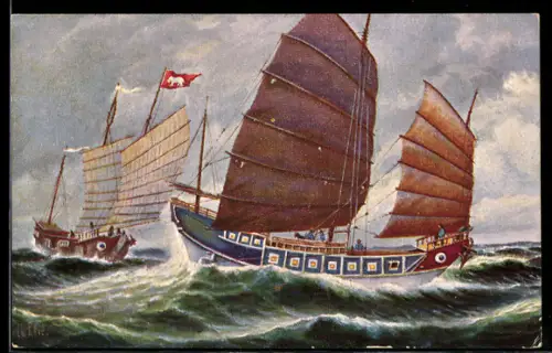 Künstler-AK Chr. Rave: Segelschiff aus Siam