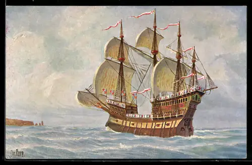 Künstler-AK Christopher Rave: Englisches Kriegsschiff Great Michael um 1500