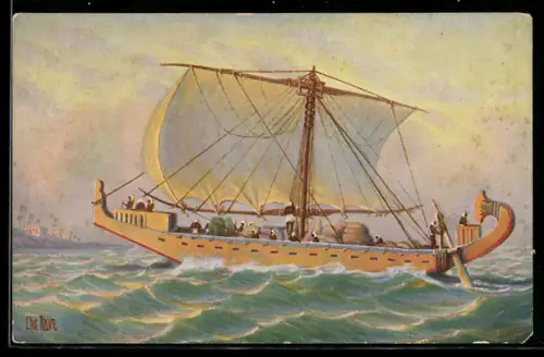 Künstler-AK Christopher Rave: Frachtschiff, Alt-Ägypten, 1700 v. Chr.